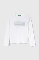 Bluzki dla dziewczynek - United Colors of Benetton longsleeve bawełniany dziecięcy kolor biały - miniaturka - grafika 1