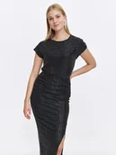 Bluzki damskie - Elegancka dopasowana bluzka z błyszczącej tkaniny - miniaturka - grafika 1