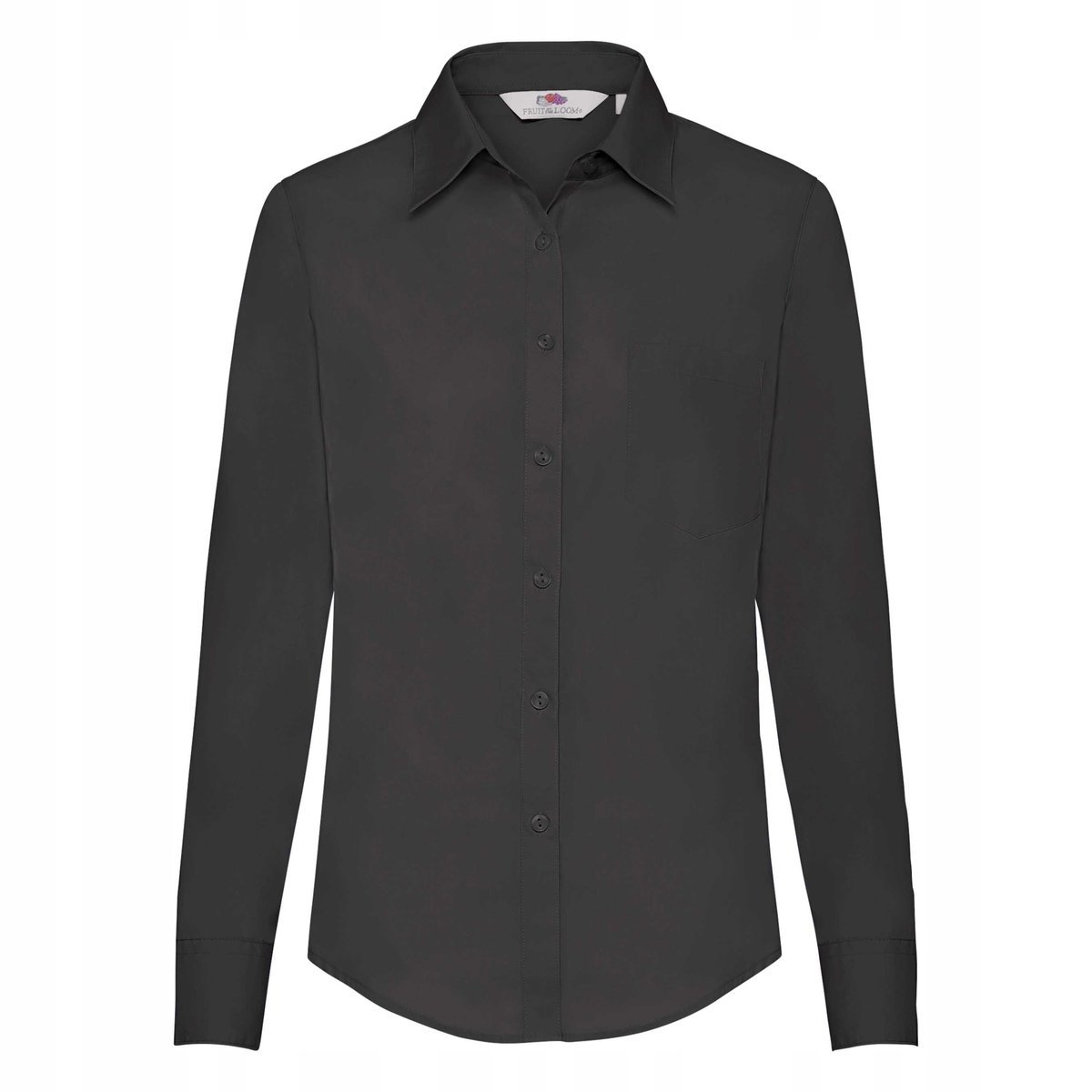Koszula damska z długim rękawem z popeliny Czarny r. 2XL