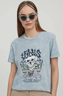 Vans t-shirt bawełniany damski kolor niebieski - Koszulki sportowe damskie - miniaturka - grafika 1