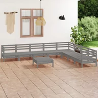 Meble ogrodowe - vidaXL 9-cz zestaw wypoczynkowy do ogrodu drewno sosnowe szary 3083111 - miniaturka - grafika 1