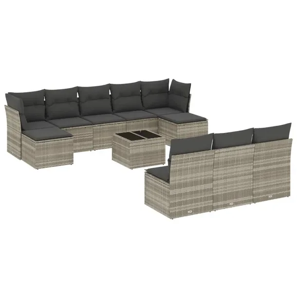 Zestaw mebli ogrodowych modułowych jasnoszary rattan PE 55-62x37-69 cm