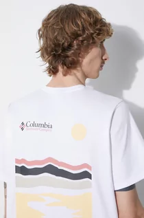 Koszulki męskie - Columbia t-shirt bawełniany Explorers Canyon kolor biały wzorzysty 2036451 - grafika 1