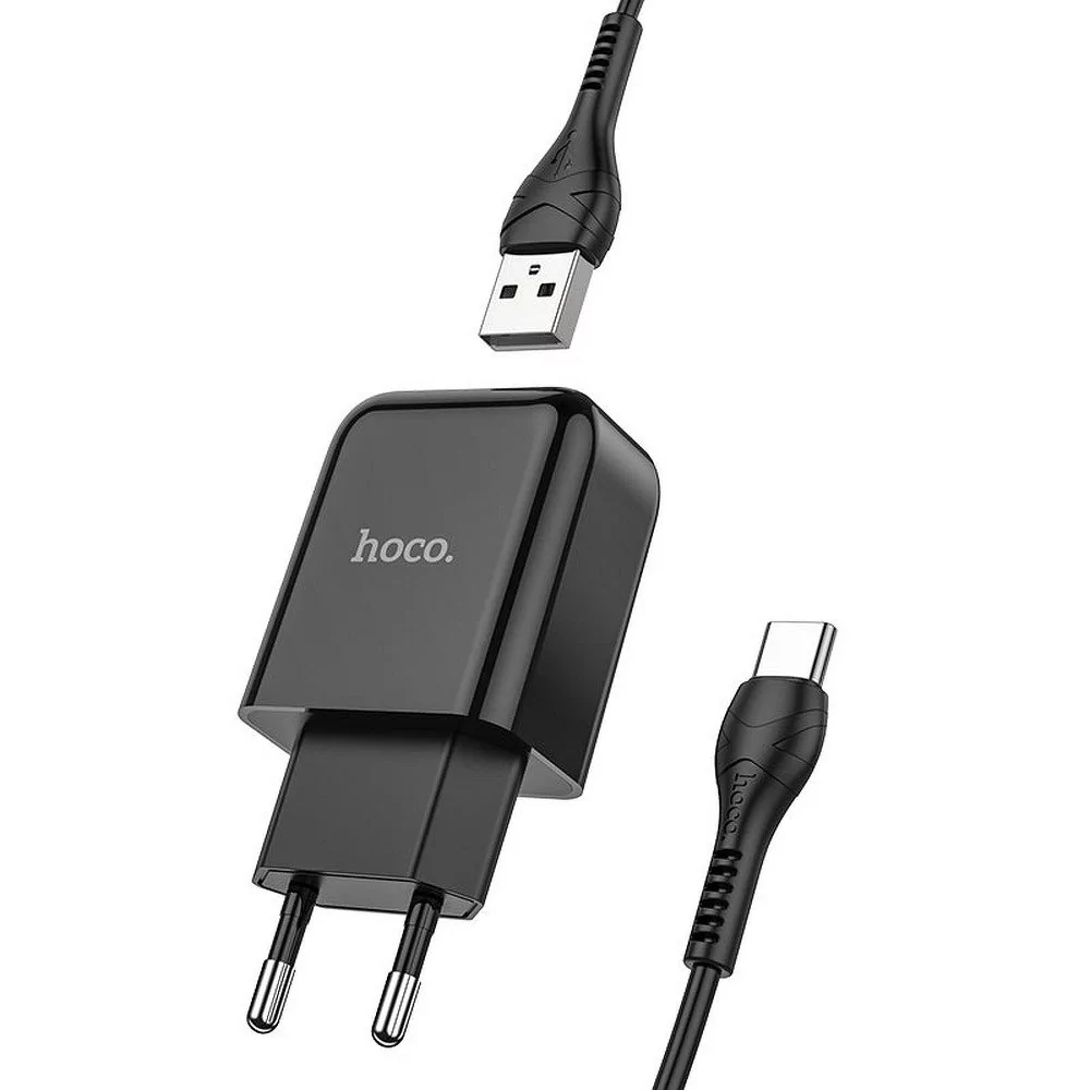 Hoco Ładowarka sieciowa USB + kabel USB-C 2A N2 Vigour czarna
