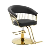 Fotele fryzjerskie - physa Fotel fryzjerski z podnóżkiem 44 54 cm 200 kg czarny, złoty - Fotele fryzjerskie - miniaturka - grafika 1
