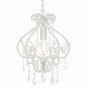 GSTORE Lampa sufitowa z koralikami biała okrągła E14 GS-281593 - Lampy sufitowe - miniaturka - grafika 1