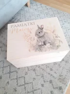 Pamiątka Chrztu Świętego - KRÓLICZEK pojemnik na zabawki skrzyneczka kuferek wspomnien - miniaturka - grafika 1