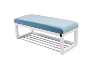 Ławka na buty LPG-4 160cm EMRAWOOD drewno lite kolor biały siedzisko gładkie kolor jasny błękit - Ławki do przedpokoju Ławka na buty LPG-4 160cm EMRAWOOD drewno lite kolor biały siedzisko gładkie kolor jasny błękit - Ławki do przedpokoju - miniaturka - grafika 1