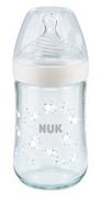 Butelki dla niemowląt - 745117D NUK NATURE SENSE Butelka szklana 240 ml z wsk. temp. biala - miniaturka - grafika 1