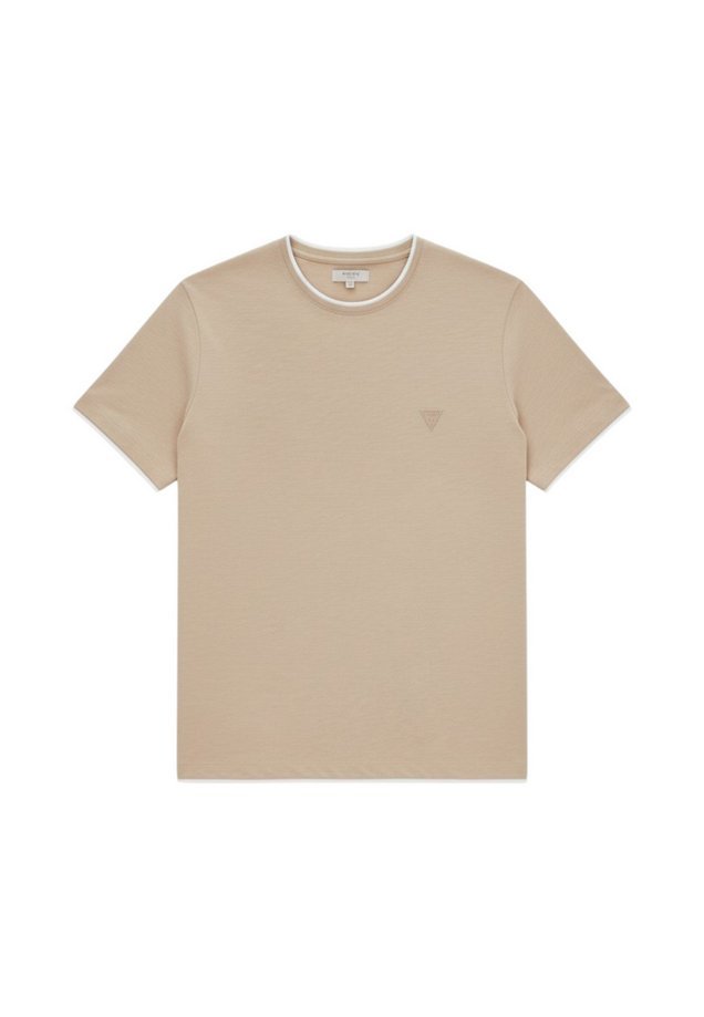 T-shirt męski guess double layer sabbia altro