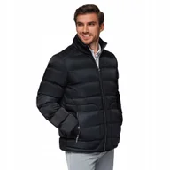 Kurtki męskie - Pikowana męska kurtka z połyskiem i stójką - czarna V1 OM-JALP-0218 r. XXL - miniaturka - grafika 1