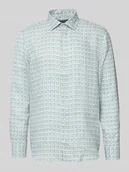 Spodnie męskie - Koszula lniana o kroju regular fit z kołnierzykiem typu kent - miniaturka - grafika 1