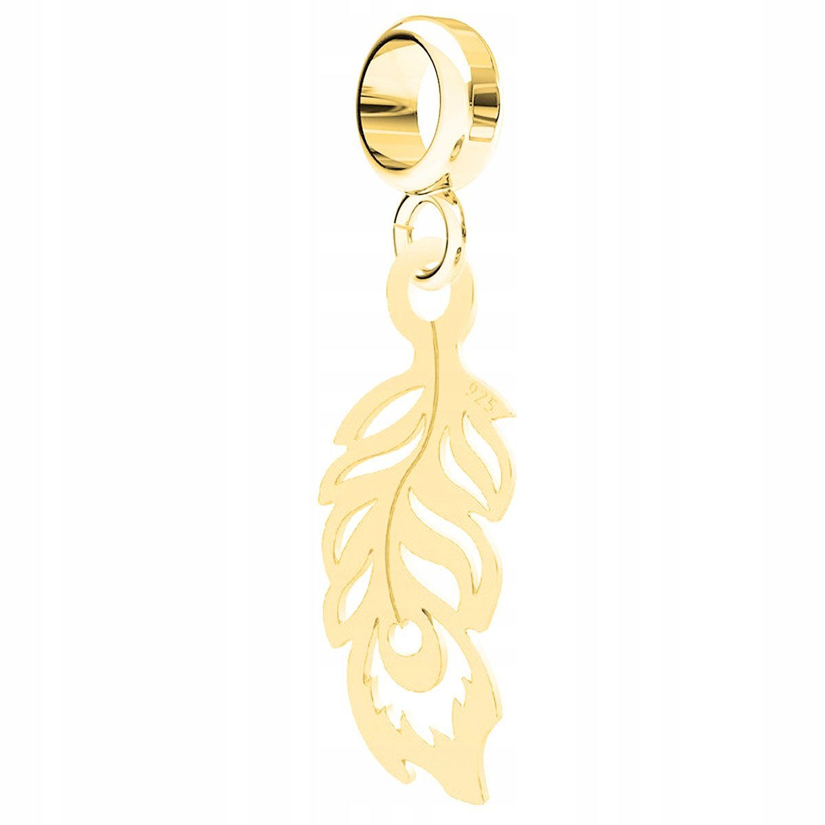 Charms wiszący złoty Pawie Pióro srebro 925