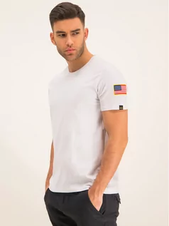 Koszulki męskie - Alpha Industries T-Shirt Nasa 176506 Biały Regular Fit - grafika 1