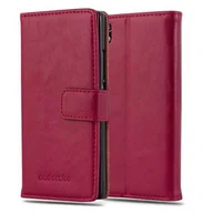Etui i futerały do telefonów - Luxury cador Abo Book Style etui do Huawei P7 Case Cover pokrowiec ochronny etui z funkcją stojaka i kieszeń na kartę, czerwone wino DE-109484 - miniaturka - grafika 1