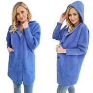 Płaszcze damskie - ALPAKI PŁASZCZ kurtka WEŁNA JEANS oversize DŁUGI - miniaturka - grafika 1