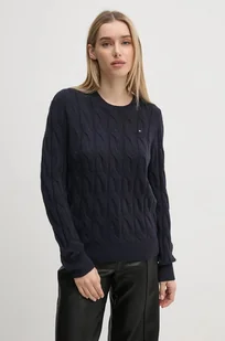 Tommy Hilfiger sweter damski kolor granatowy lekki WW0WW43586 - Swetry damskie - miniaturka - grafika 1