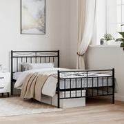 Łóżka - Metalowa rama łóżka z wezgłowiem i zanóżkiem, czarna, 100x200cm Lumarko! - miniaturka - grafika 1