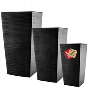 Meble modułowe i akcesoria - Zestaw 3X Donica Ogrodowa Doniczka + Wkład Czarna - miniaturka - grafika 1