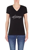 Koszulki i topy damskie - Armani Exchange Damska koszulka o dopasowanym kroju, Rhinestoned Italics Logo T-Shirt, czarna, S, czarny, S - miniaturka - grafika 1