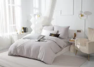 Pościel - Elegancki zestaw pościeli z mikrofibry Queen 160x200 cm w kolorze szarym z białą lamówką - miniaturka - grafika 1