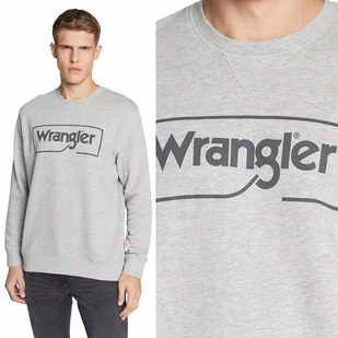 Wrangler FRAME LOGO CREW Mid Grey Melee SZARA BLUZA Z LOGO M - Bluzy męskie - miniaturka - grafika 1