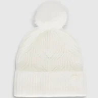 Czapki damskie - Czapka Dziewczęca 4F Z Pomponem Zimowa Ciepła Biała 4FJWAW25ACAPF648 Złamana biel One size - miniaturka - grafika 1