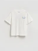 Koszulki dla dziewczynek - Reserved - T-shirt z nadrukiem na plecach - złamana biel - miniaturka - grafika 1