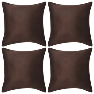 vidaXL Poszewki na poduszki 80x80 cm zamszowe 4 szt. brązowe 131933 - Poszewki na poduszki - miniaturka - grafika 1