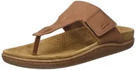 Klapki i japonki męskie - Clarks Męskie klapki japonki pilota, ciemny brązowy nubuk, 10 UK - miniaturka - grafika 1