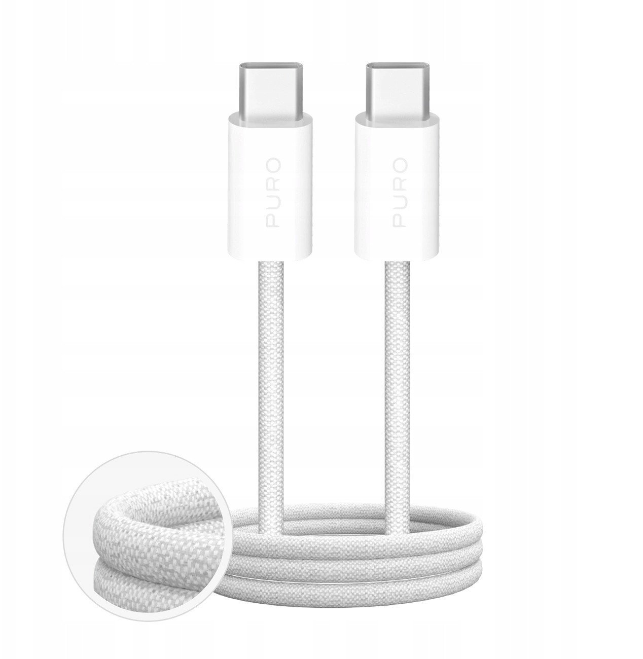 Kabel Puro Fabrik 4 100W w oplocie USB-C - USB-C 1m - biały
