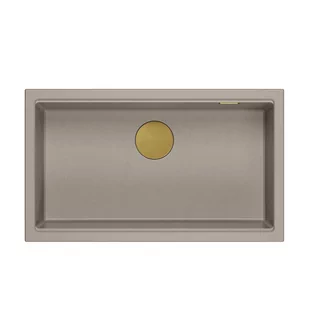 DASH 110 GraniteQ zlewozmywak soft taupe 76x44x23,5 cm 1-komorowy wpuszczany z syfonem manualnym złoty - Zlewozmywaki - miniaturka - grafika 1