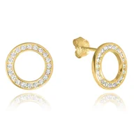 Kolczyki - MINET Pozłacane kolczyki srebrne z białymi cyrkoniami - miniaturka - grafika 1