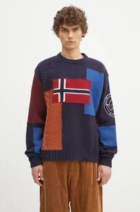 Napapijri sweter wełniany Patchwork męski ciepły NP0A4IK8MP11 - Swetry męskie - miniaturka - grafika 1