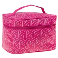 Kosmetyczki, organizery i kuferki - INTER-VION Geometric kuferek prostokątny na suwak Magenta - miniaturka - grafika 1