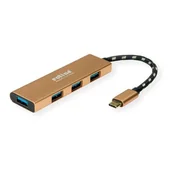 Huby USB - ROLINE 14.02.5049-5 USB 3.2 Gen 1 (3.1 Gen 1) Type-C 5000 Mbit/s Złoto 14.02.5049 - miniaturka - grafika 1