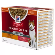 Mokra karma dla kotów - 9 + 3 gratis! Hill's Science Plan Healthy Cuisine, 12 x 80 g  - Adult Healthy Cuisine Sterilised, kurczak z łososiem, 12 x 80 g |  na start - miniaturka - grafika 1