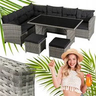 Meble ogrodowe - Zestaw Meble Ogrodowe Technorattan Narożnik Na Taras Ogród Komplet DALLAS - miniaturka - grafika 1