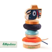 Układanki dla dzieci - Lilliputiens Drewniana Układanka Piramida z Miękkimi Elementami Osiołek Ignace 12 m+ - miniaturka - grafika 1