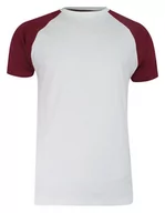 Koszulki męskie - T-shirt Biało-Bordowy Bawełniany, Krótki Rękaw Raglanowy, Dwukolorowy, Męski -BRAVE SOUL - Brave Soul - miniaturka - grafika 1