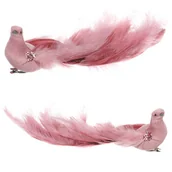 Ozdoby bożonarodzeniowe - Różowy paw z klipsem, 25 x 8 x 6 cm, zestaw 4 szt. - miniaturka - grafika 1