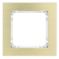 Klawisze i ramki - Karlik Ramka pojedyncza Deco metal - mosiądz szczotkowany, biały - miniaturka - grafika 1