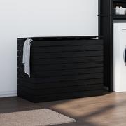 Akcesoria łazienkowe - vidaXL Kosz na pranie, czarny, 88,5x44x66 cm, lite drewno sosnowe - miniaturka - grafika 1