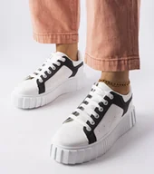Sneakersy damskie - Białe sneakersy na platformie Gosselin-37 - miniaturka - grafika 1