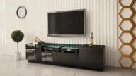 Szafki RTV - MEGSTYL SZAFKA RTV 180CM Z PRZESZKLONYM BLATEM ALTA-01 Czarny mat - Czarny połysk - miniaturka - grafika 1