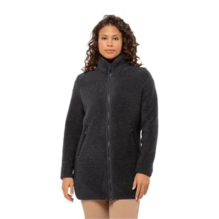 Damski płaszcz polarowy Jack Wolfskin HIGH CURL COAT W black - M - Kurtki damskie - miniaturka - grafika 1