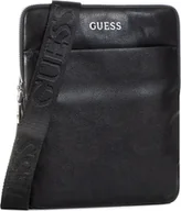 Nerki - Guess, Scala, Flat Top Zip, Textile Crossbody Bag, Black, For Men For Men - miniaturka - grafika 1