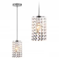 Lampy sufitowe - Lampa Wisząca Kryształowa Chrom Glamour Pojedyncza Srebrna - miniaturka - grafika 1