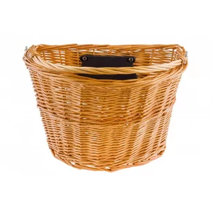 Inna marka Koszyk na kierownicę wiklinowy na KLIP, naturalny HB-075 K1148 - Koszyki rowerowe - miniaturka - grafika 1