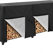 Pokrowce na grilla - Czarny, drewniany pokrowiec na tratwę, 244*61*107 cm, przenośny pokrowiec z drewnianej ramy do tarasów ogrodowych wewnątrz i na zewnątrz. - miniaturka - grafika 1
